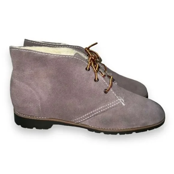 Wimzees Suede/Shearling Chukka Boots Brown Made in USA Women's 10 - Picture 3 of 9